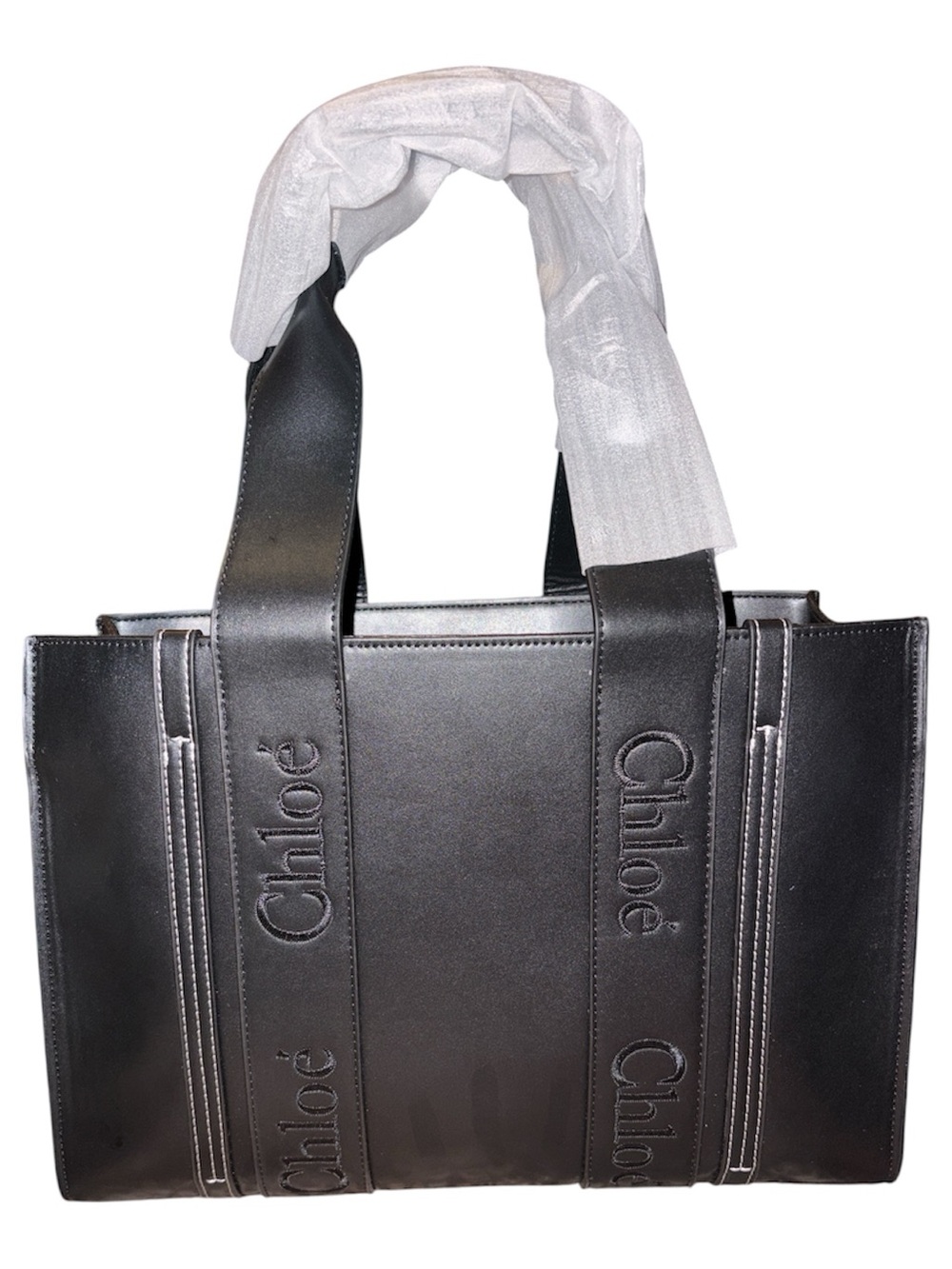 Black Embossed Leather Tote